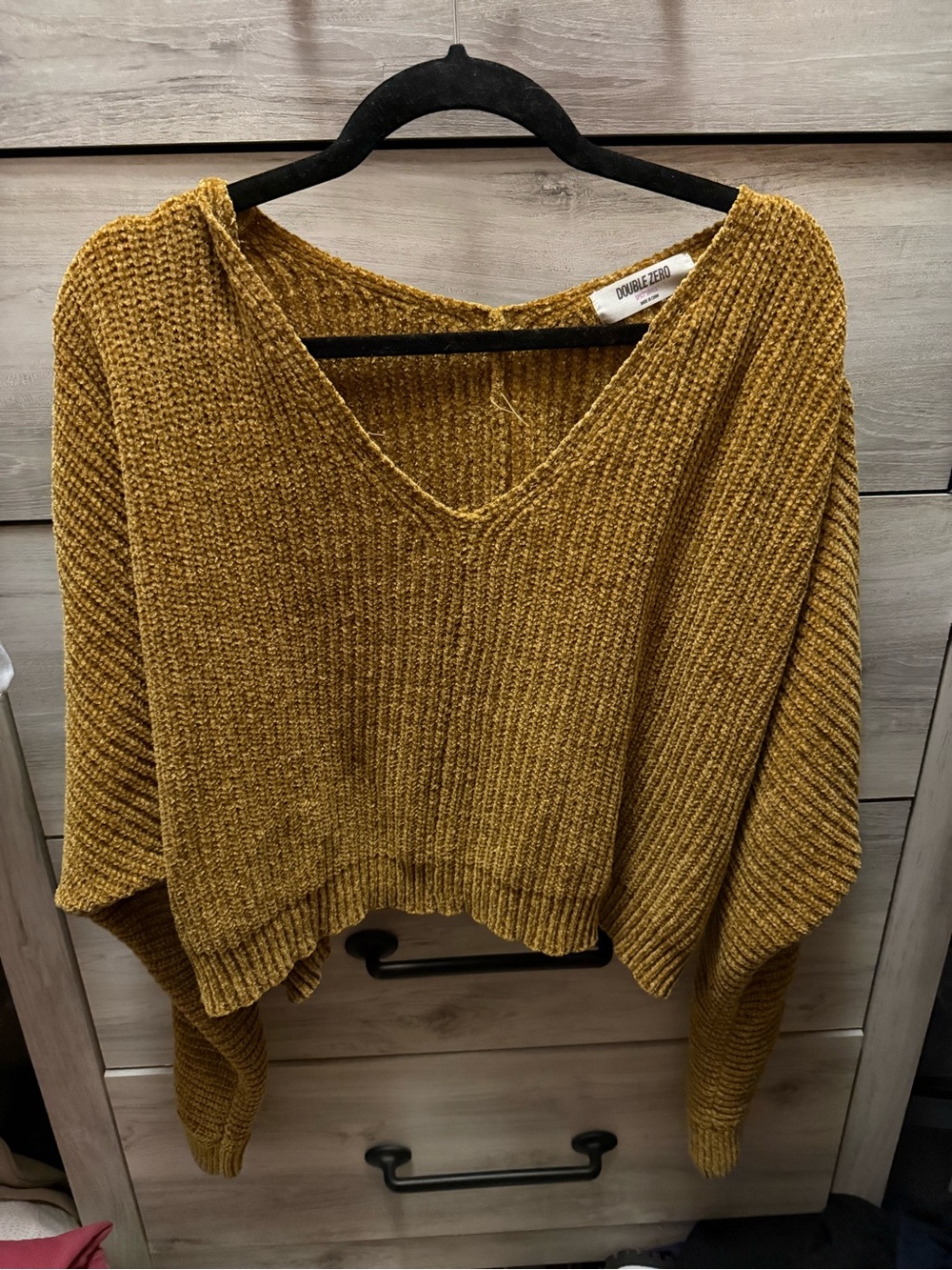 Double Zero Mustard Ribbed V-Neck Sweater